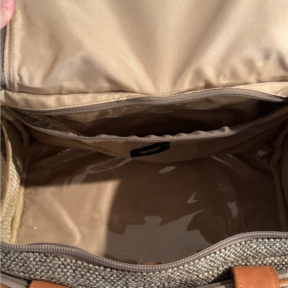 Hartmann Luggage Overnight Weekend Bag Leather 80s tweed brown tan carry on - Picture 8 of 13